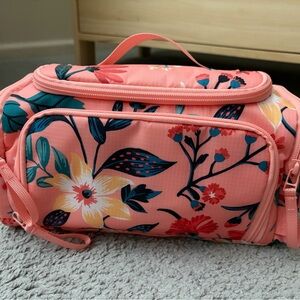 NWT! Vera Bradley Large Travel Cosmetic Bag in Paradise Bright Coral